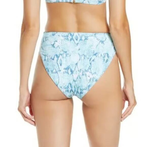 Chelsea28 Easy Retro High Waist Swim Bottoms Blue Merchant Snakeskin Small NEW - Picture 5 of 5